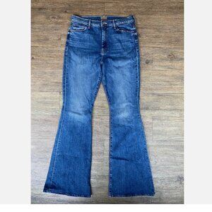 Mother Jeans The Super Cruiser Smashing Banjos High-Waisted Blue Flare Size 33